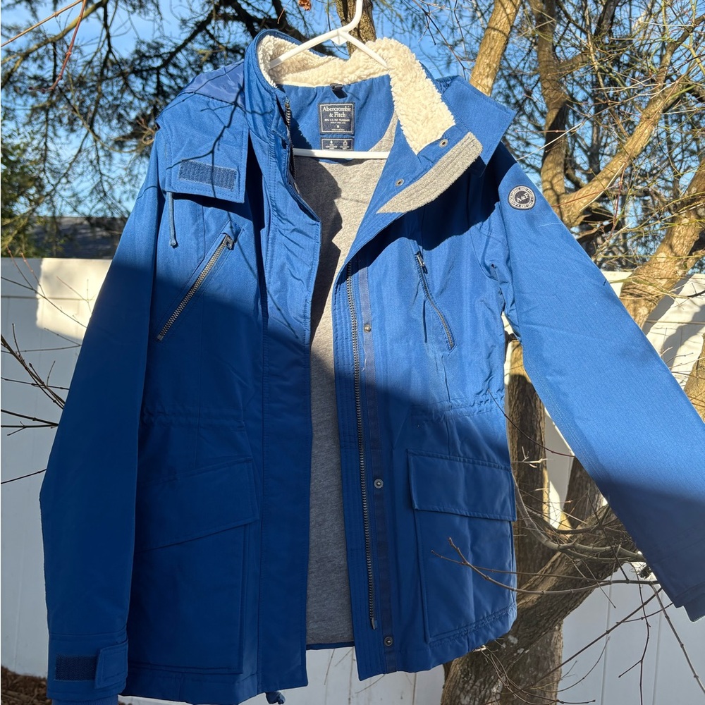 Abercrombie & Fitch Blue Jacket with Sherpa Lining